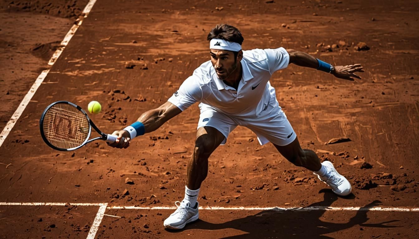 Hyperrealistic Tennis Serve on Clay Court