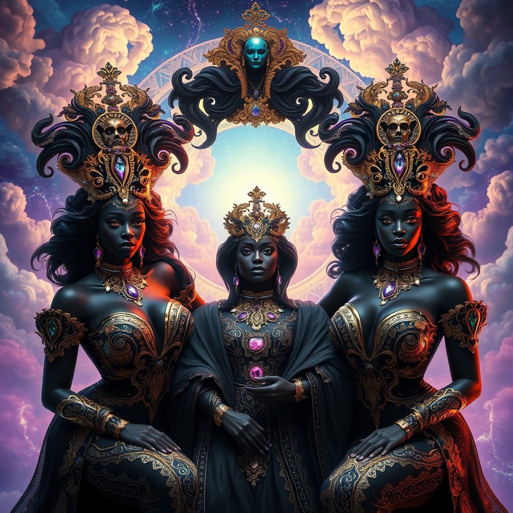 Ebony Goddesses in Opulent, Baroque Fantasy Regalia