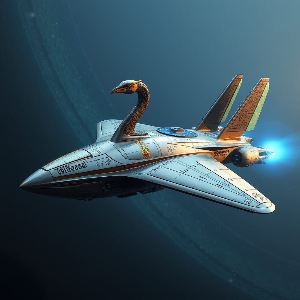 Cyberpunk Trireme Spaceship in Ancient Greek Futurism