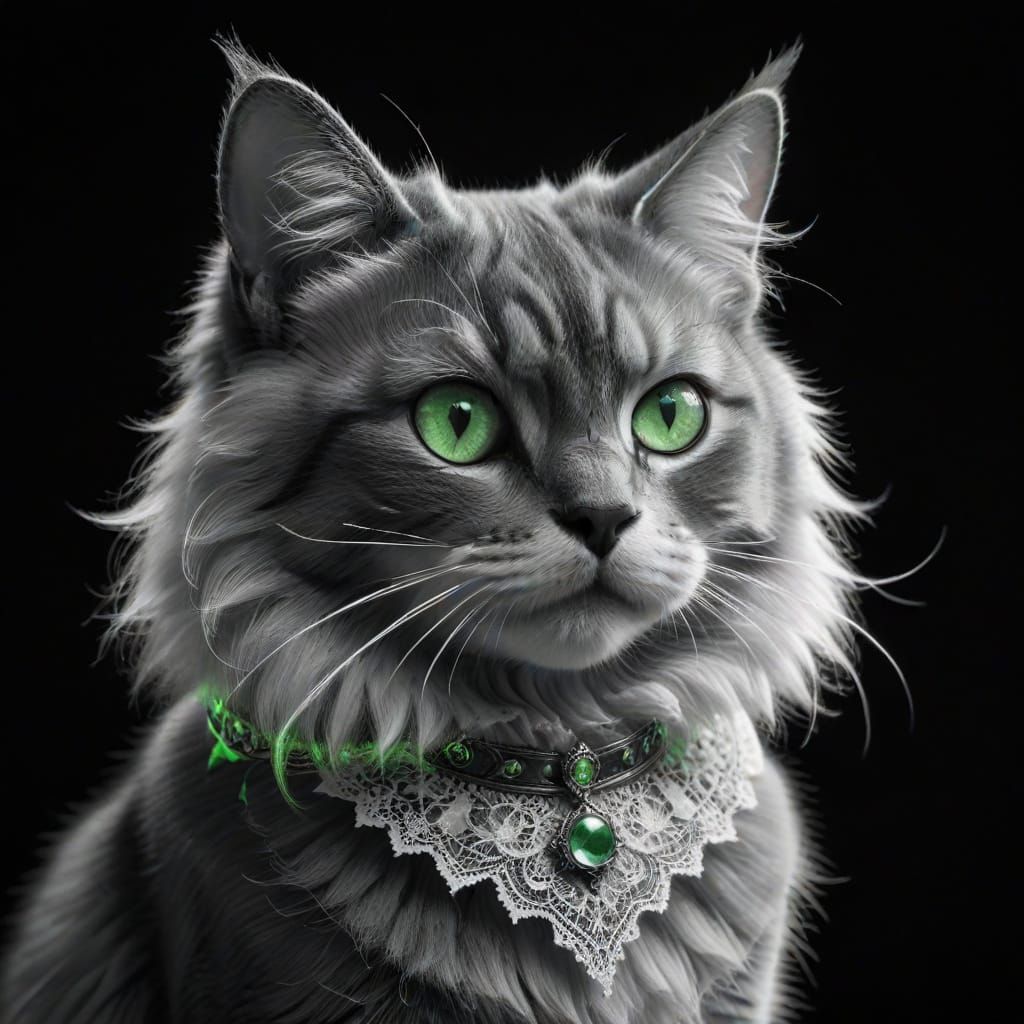 Anthropomorphic Cat Ponders Radiant Digital Eye in Hypnotic ...