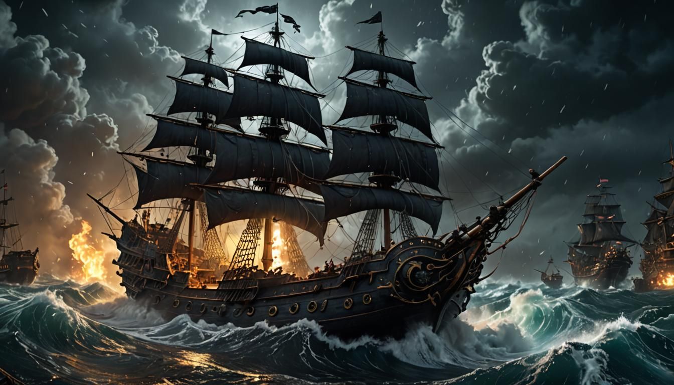 Epic Pirate Ship Battle in a Giant Whirlpool