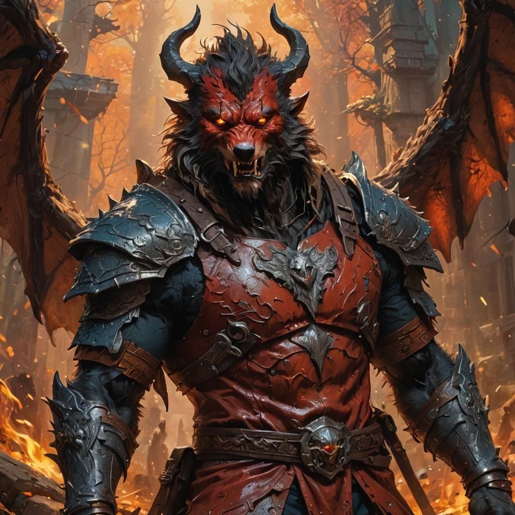 Hyperrealistic Werewolf Splash Art Portrait