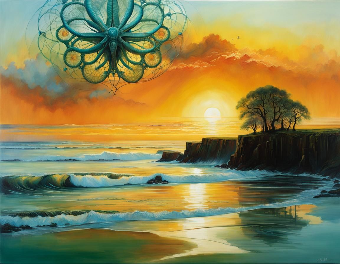 Surreal Anatomical Drawing in Haeckel Style