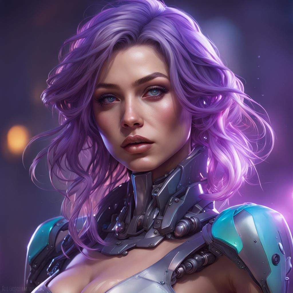 Cybernetic Woman Portrait in Hyperdetailed Digital Art