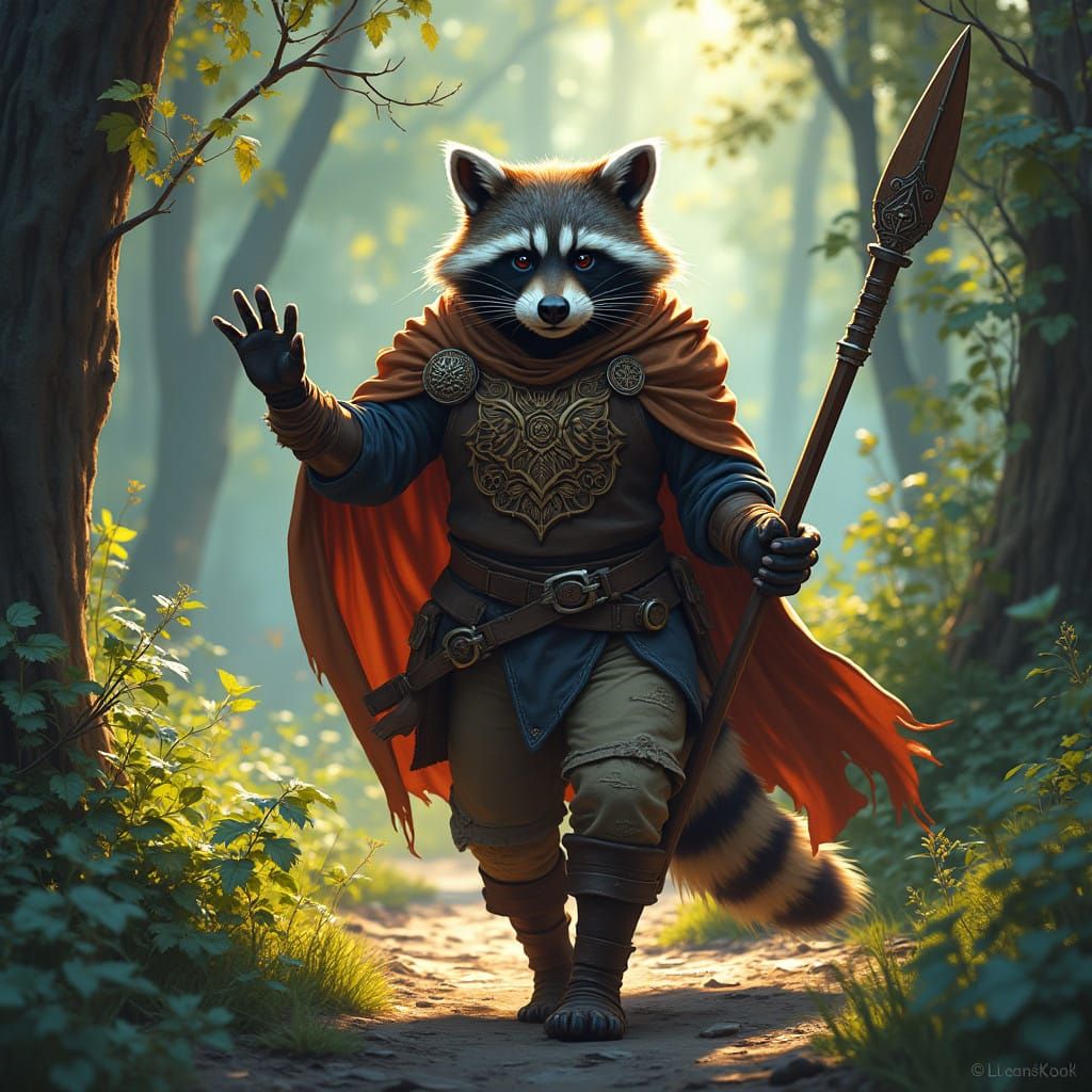 Fantastical Forest Warrior in Hyperrealistic Style