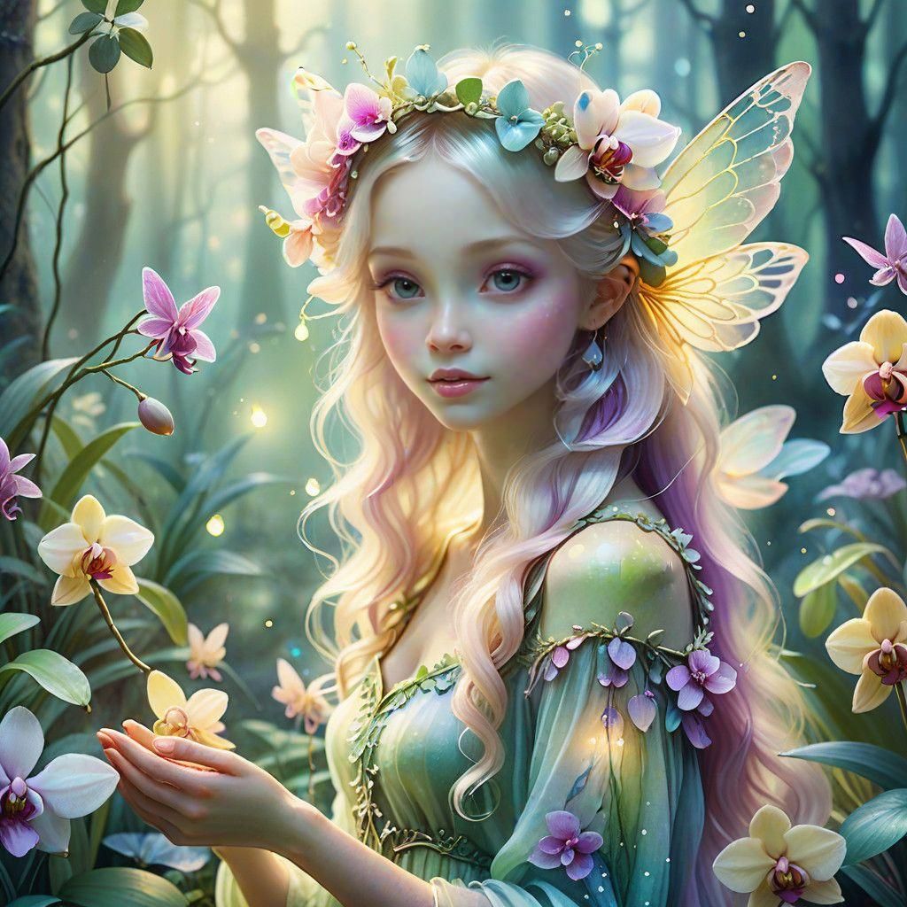 Mystical Orchid Fairy with Delicate Petals
