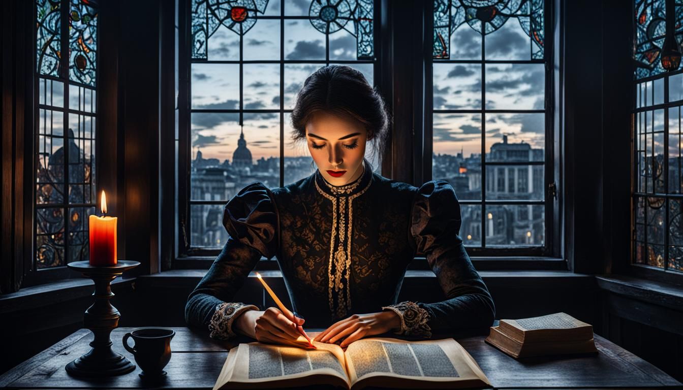 Abstract Woman Reading by Candlelight, Kandinsky Style