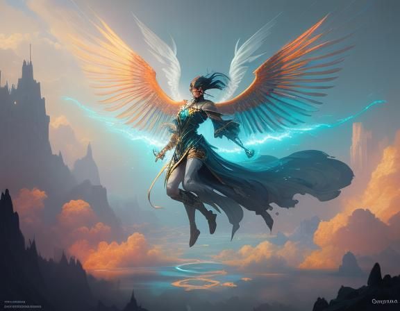 Flying Crystal Sakura in Dreamlike Digital Art