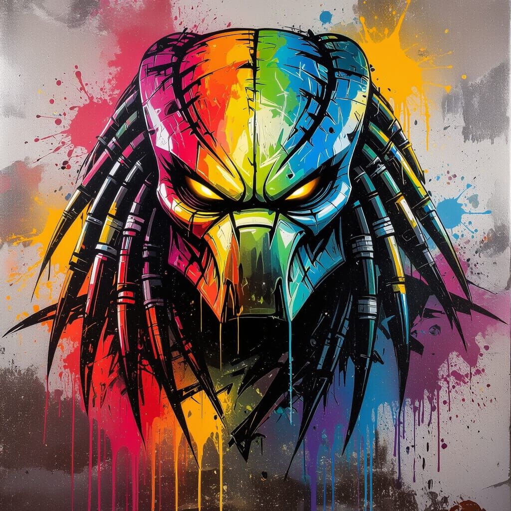Vibrant Graffiti Art Predator in Splash Style