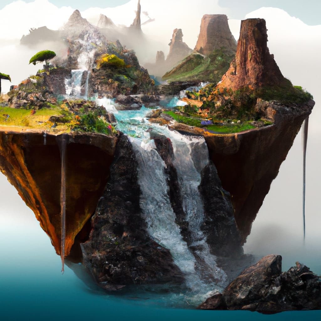 Floating Island Waterfall: Fantasy Concept Art