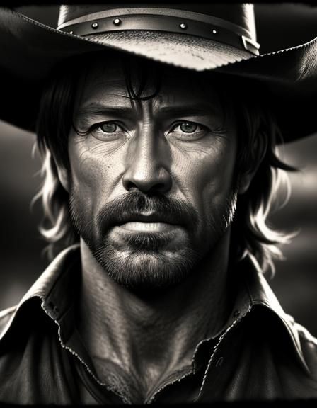 Cowboy Portrait in Wet Plate Collodion Style