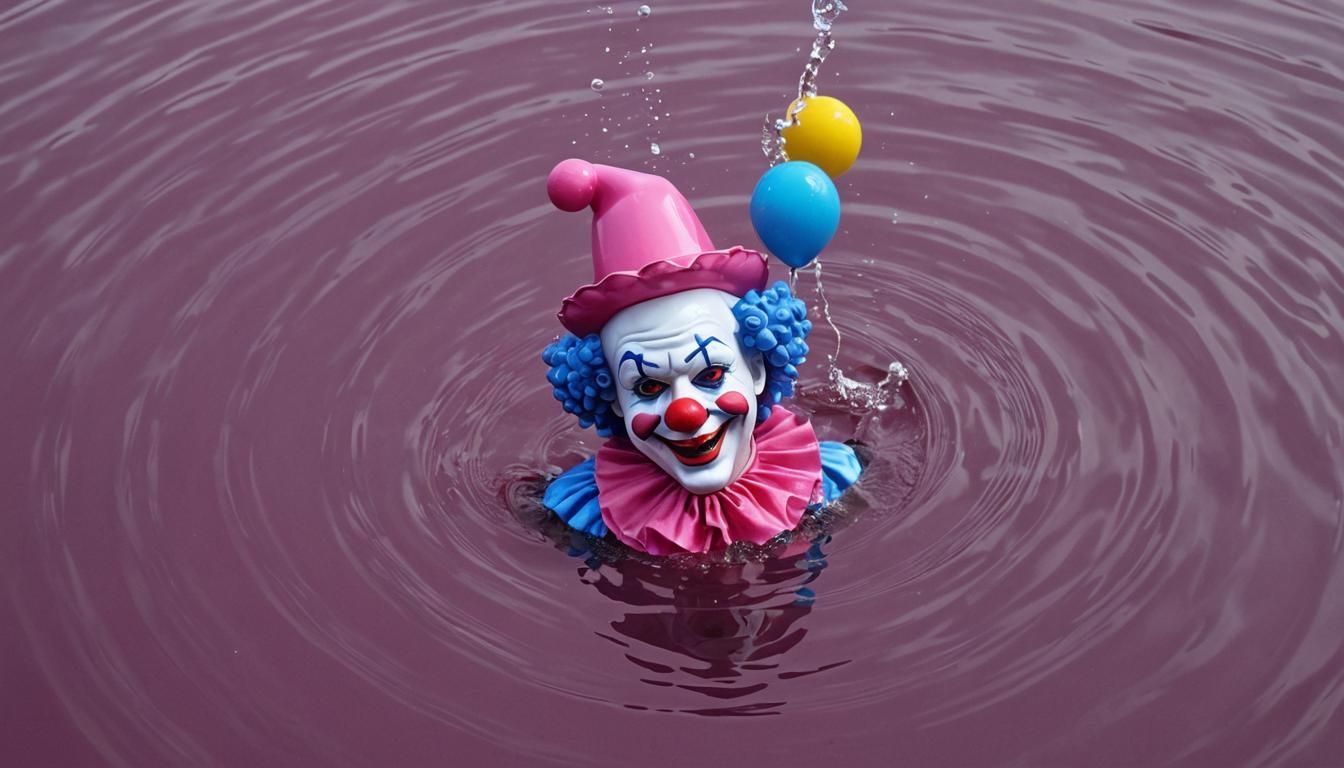 Surreal Pink and Blue Water Clown