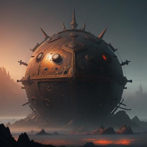 Mystical Ironclad Sentinel in Detailed Matte Painting