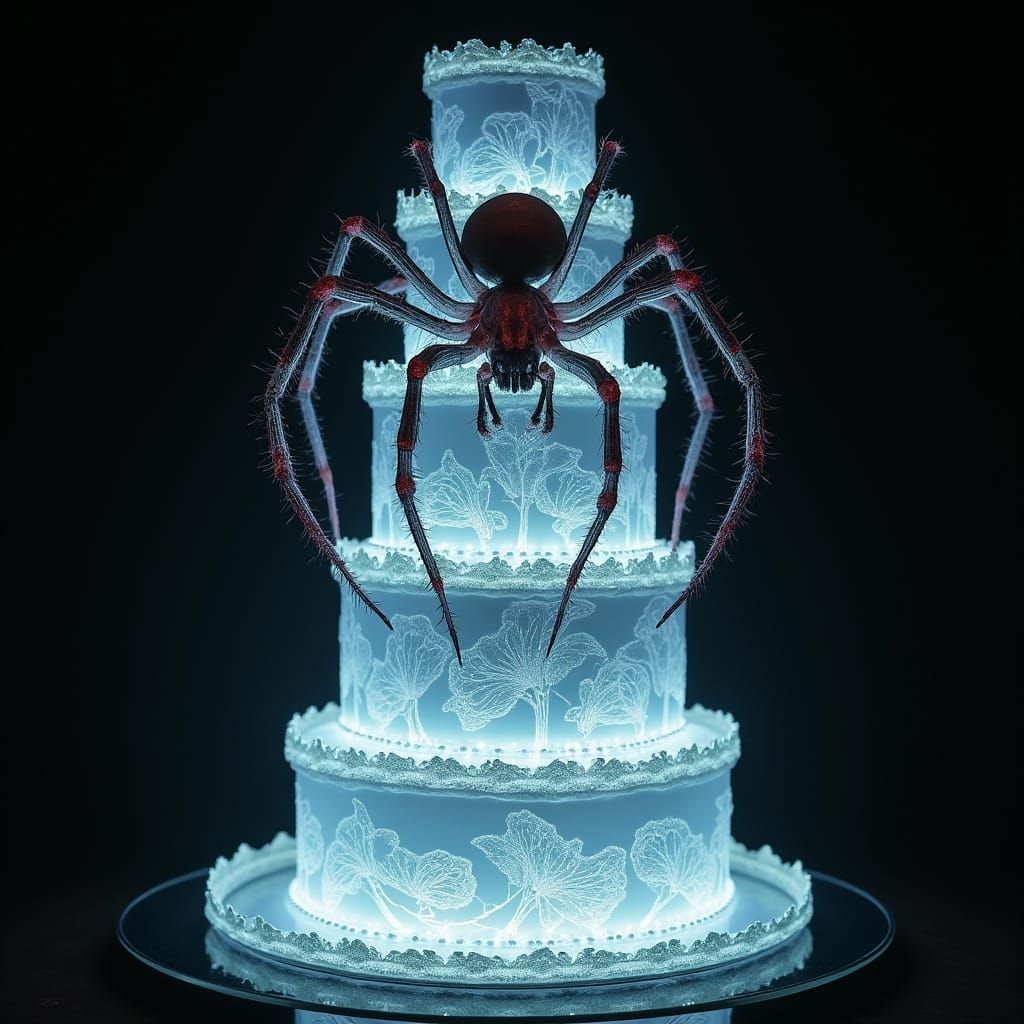 Surreal Cake Radiograph in Moody Pop Art Style