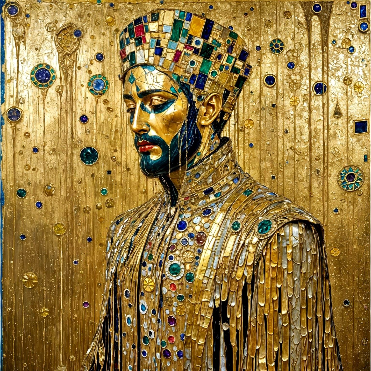 Golden Fragmentation in Art Nouveau Style