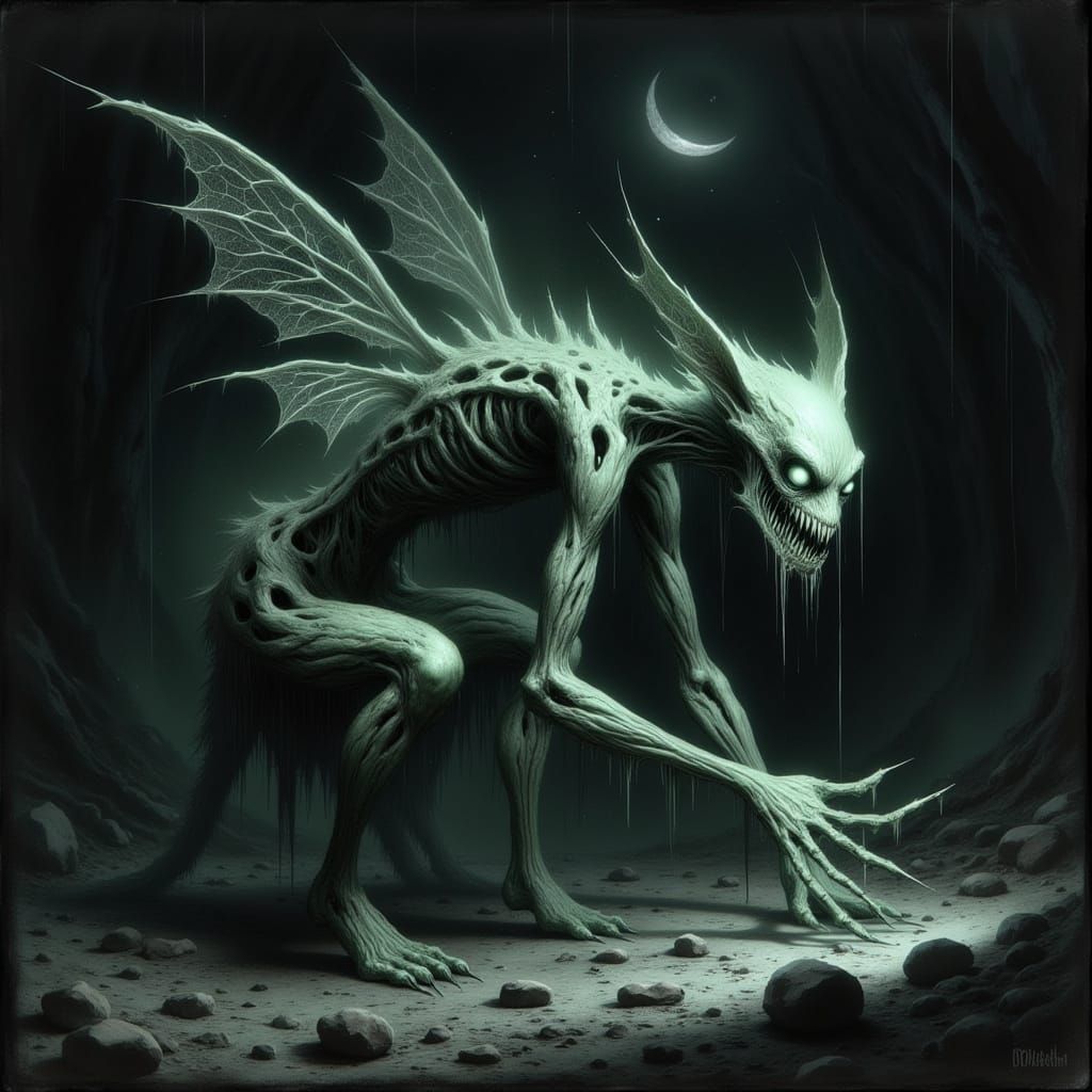 Ethereal Fae Creature in Dark Whimsical Style