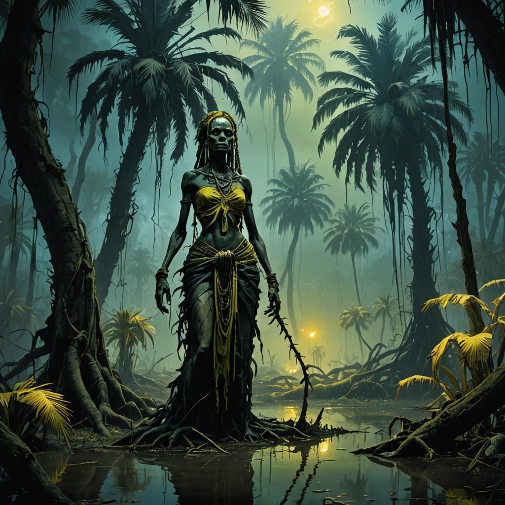 Mysterious Voodoo Woman in Dark Fantasy Art