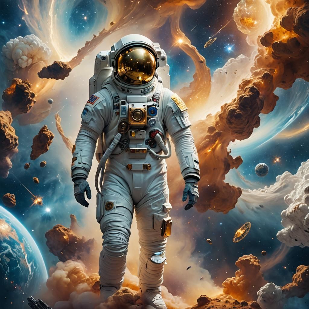 Astronaut in Nebula: Cinematic Matte Painting