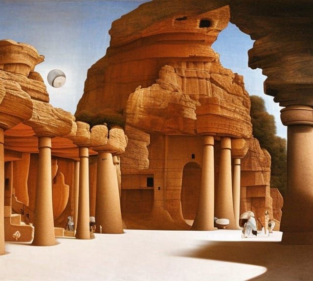 Cliffside Dwelling with Honeycomb Details, Digital Matte Pai...