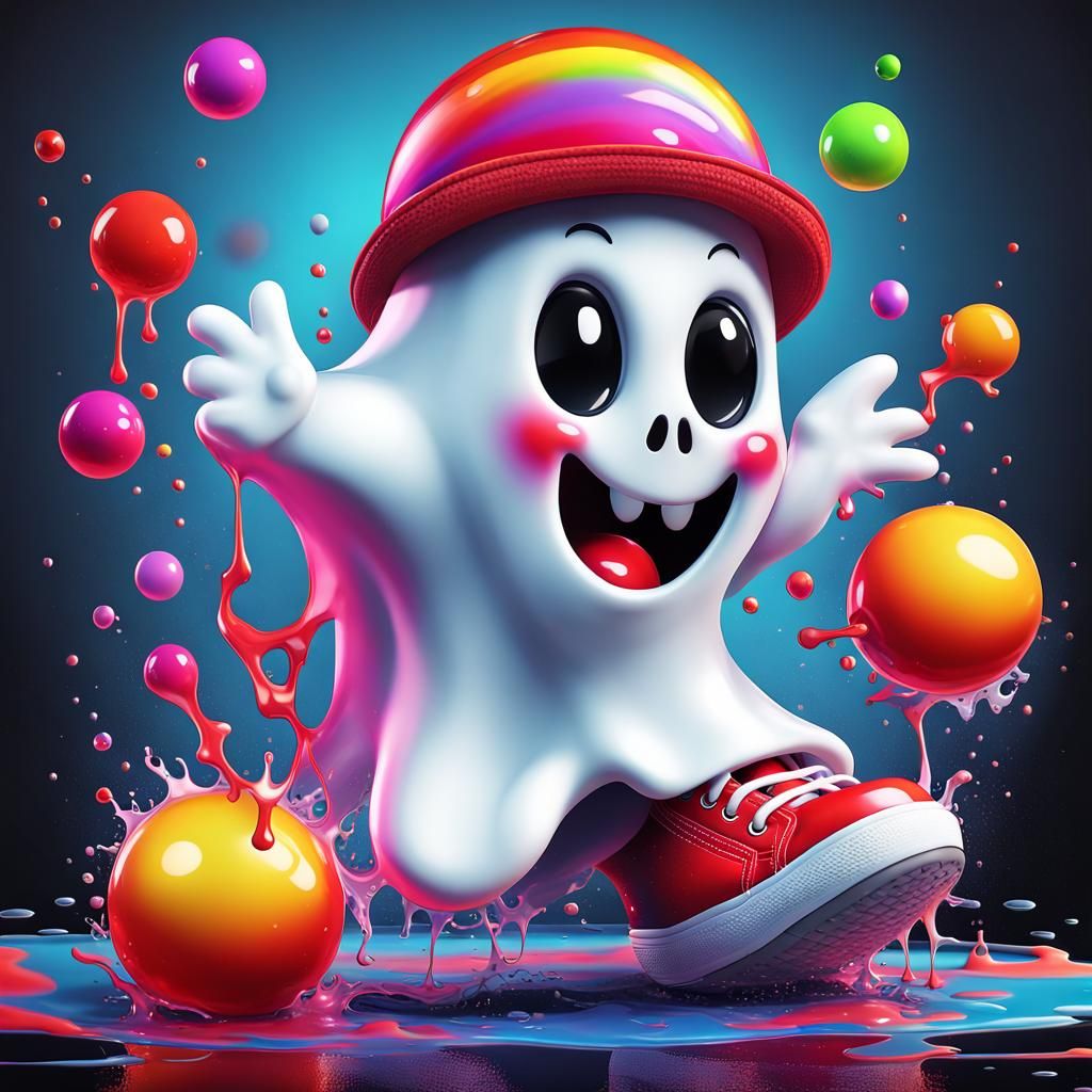Funky funny cute little ghost