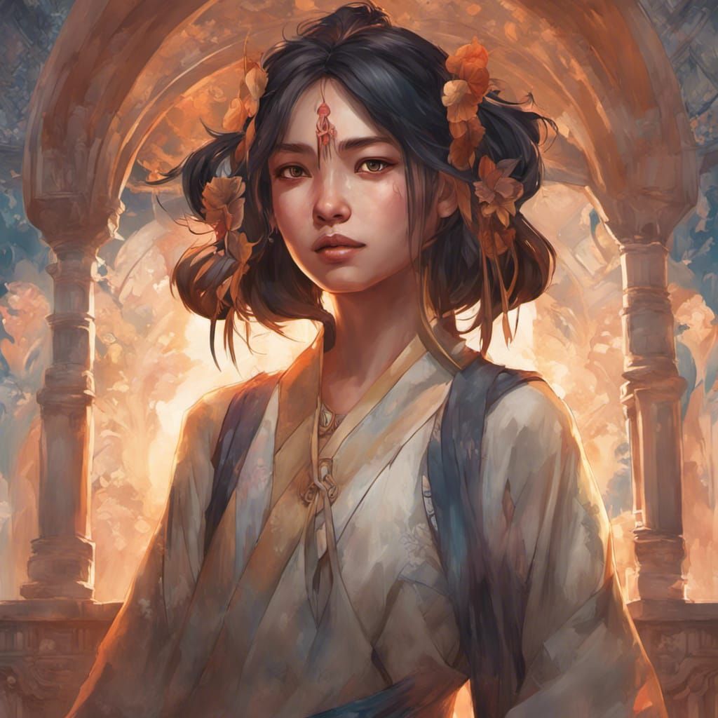 Thailand Girl Portrait in Hyperdetailed Digital Art