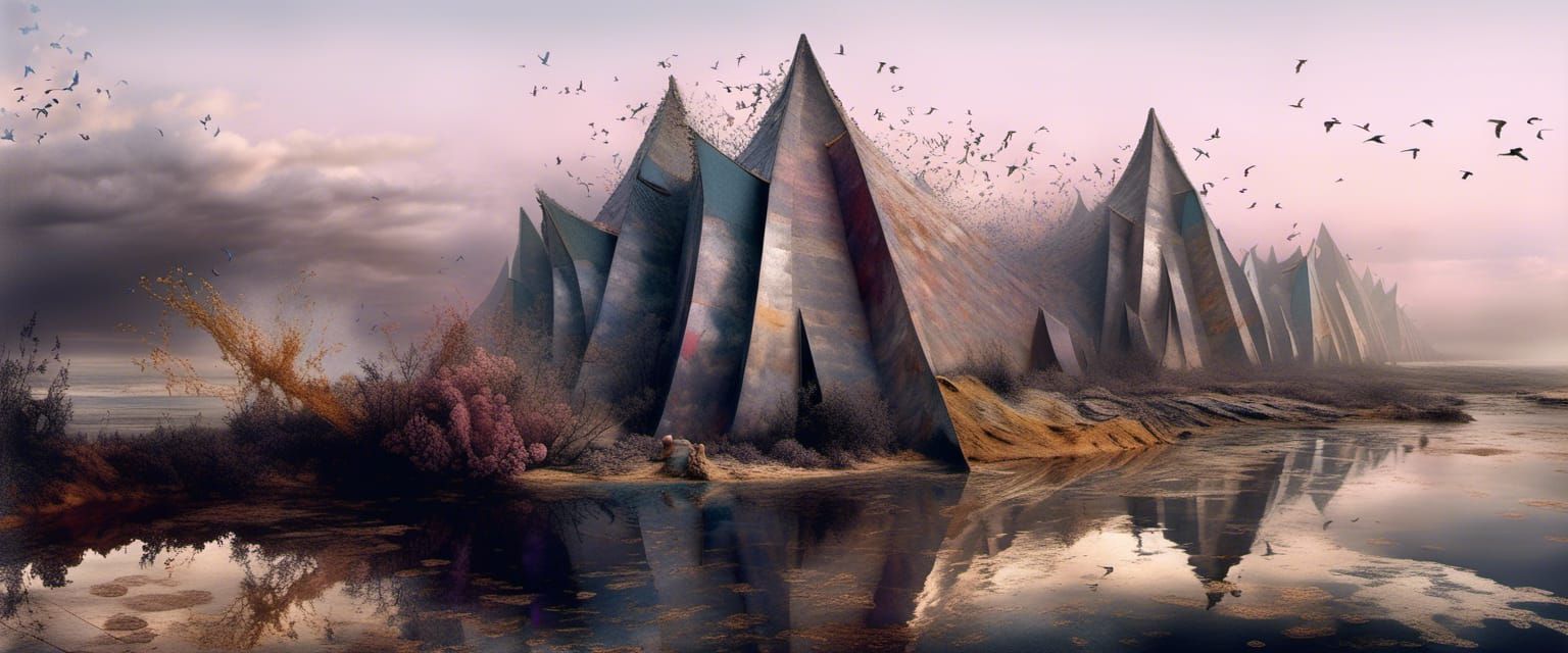 Polychromatic Cityscape: Abstract Matte Painting