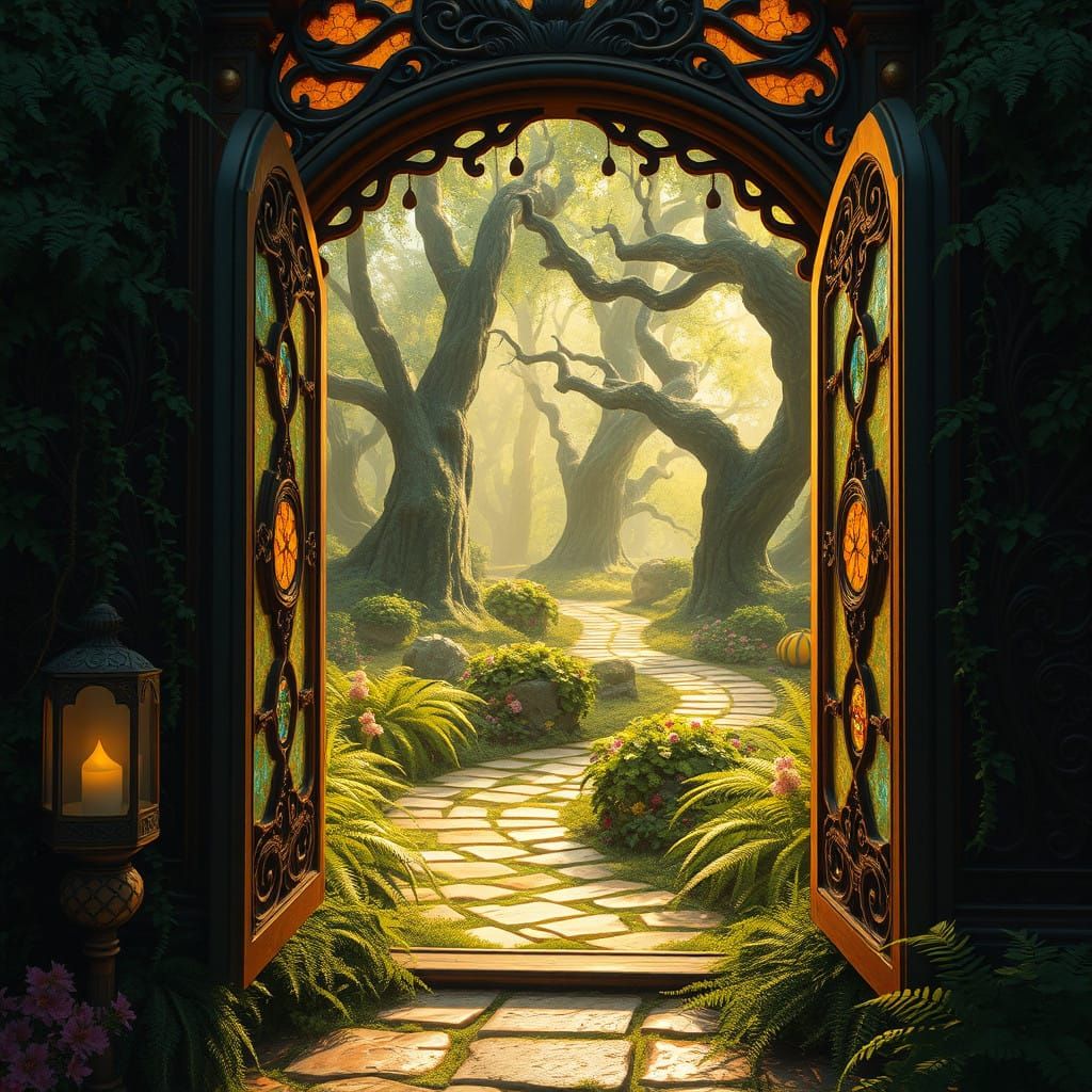 Mythic Window Awaits Enchanted Discovery in Whimsical Woods