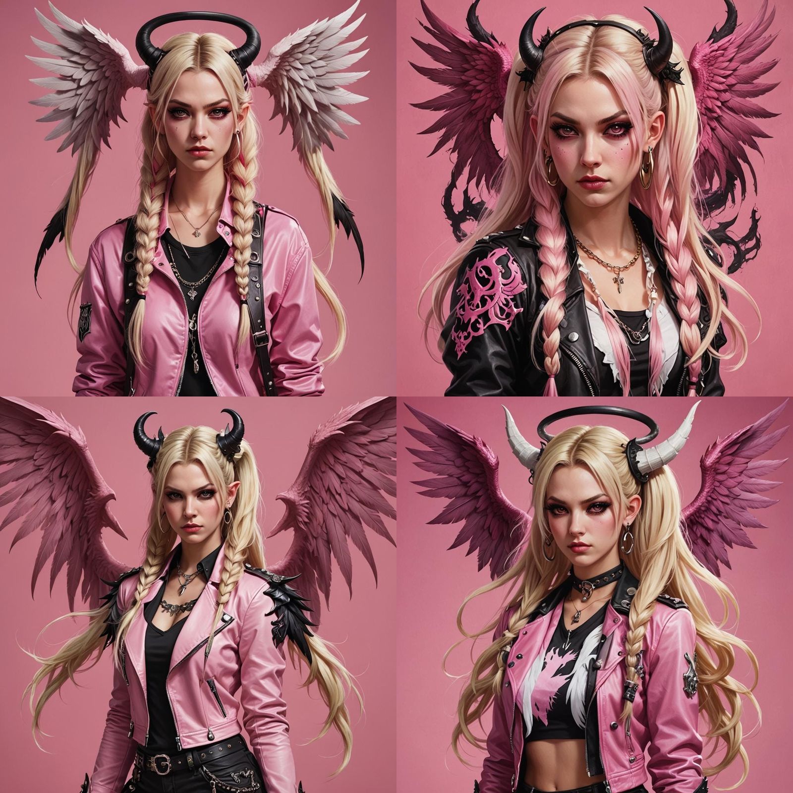 Punk Princess with Horns and Wings: Digital Art