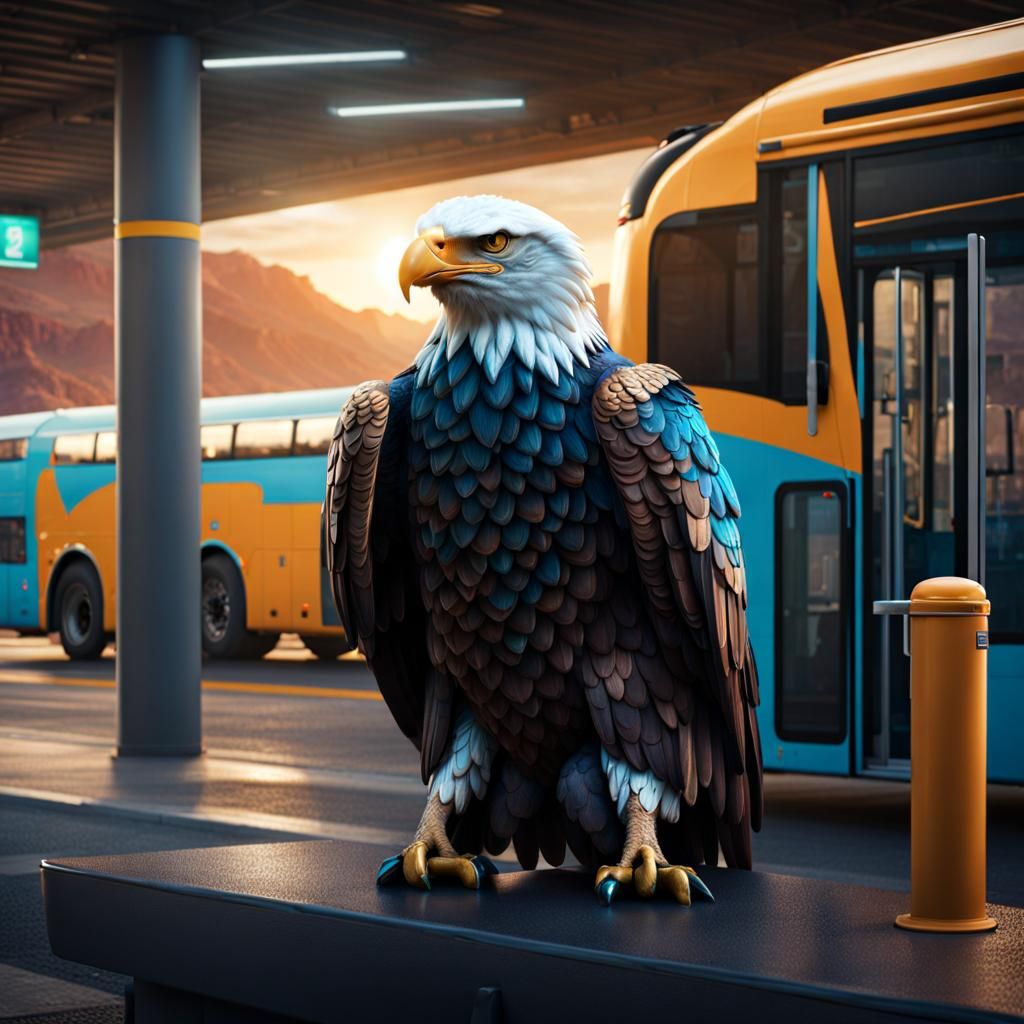 Humanoid Eagle at Tel Aviv Bus Station: Fantasy Art
