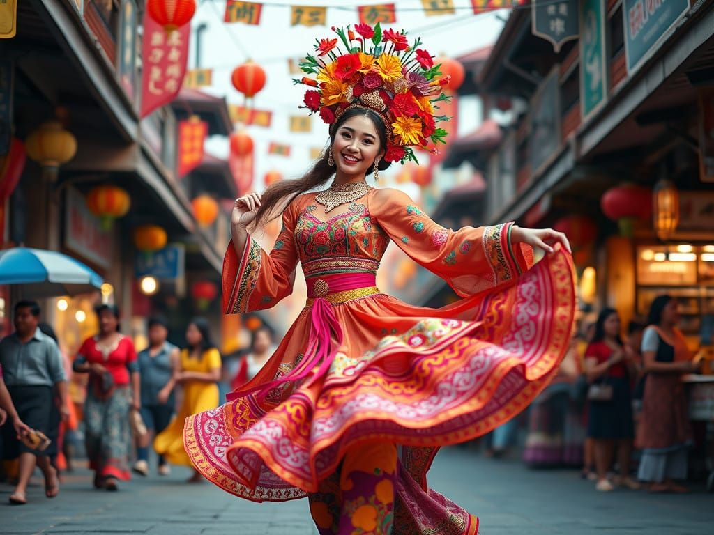 Vibrant Festival Dancer in Traditional Attire
