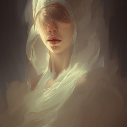 Mysterious Lady Ghost Portrait in Hyperdetailed Digital Art