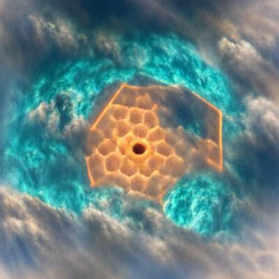 Turquoise Hexagon Sun: AI Generated Concept
