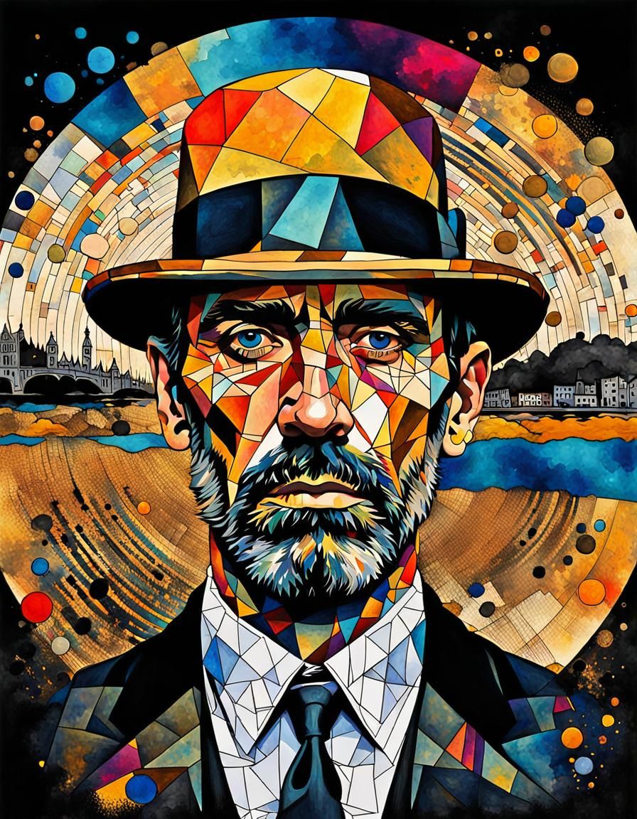 London Man in Bowler Hat: Expressionistic Pop Art