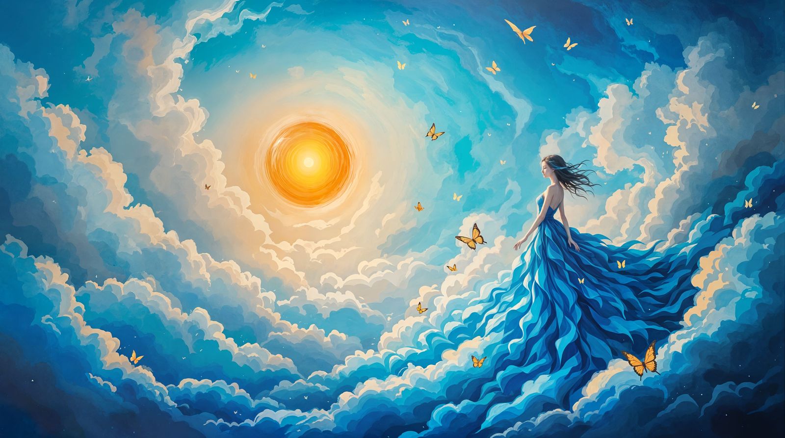 Dreamlike Celestial Scene in Impressionistic Style