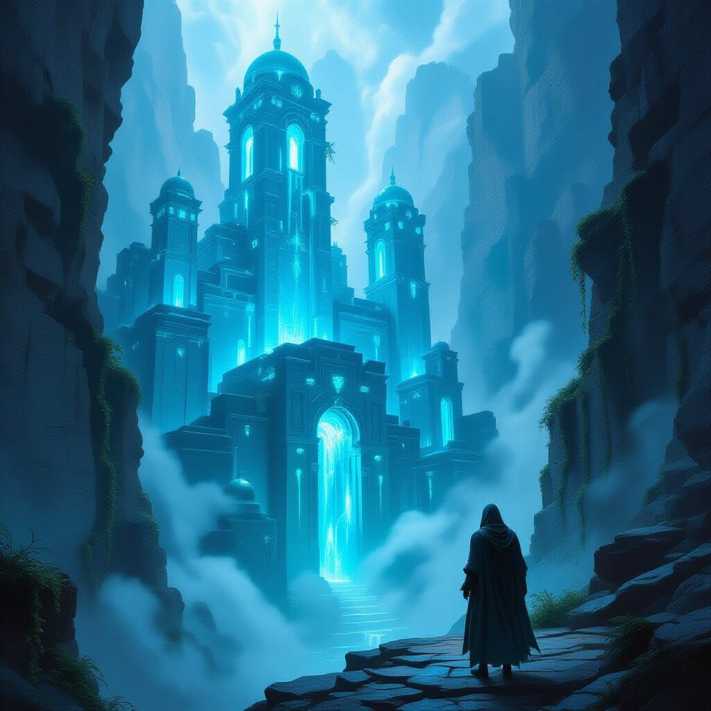 Ancient Sapphire City Emerges from Mist