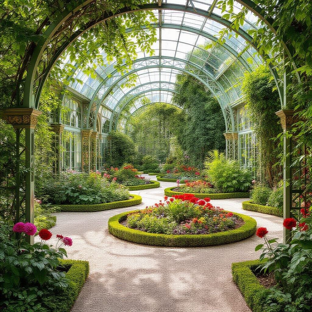Art Nouveau Garden with Geometric Floral Dance