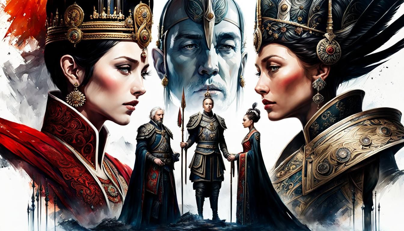 Fantasy Emperor and Empress Portrait in Watercolour