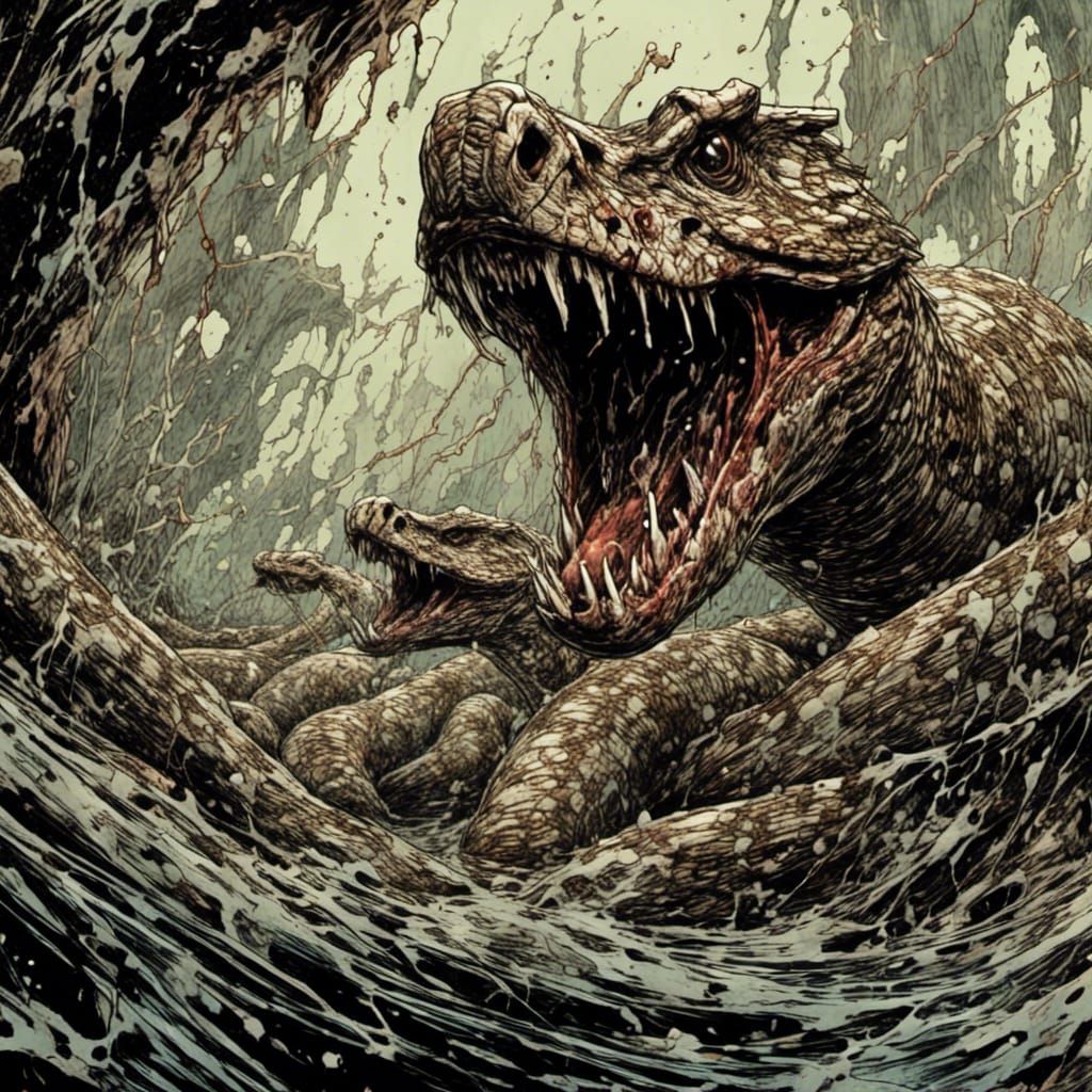 Macabre Rattlesnake Graffiti Comic Book Art