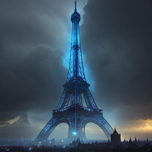 Eiffel Tower in Tempestuous Weather: A Matte Painting