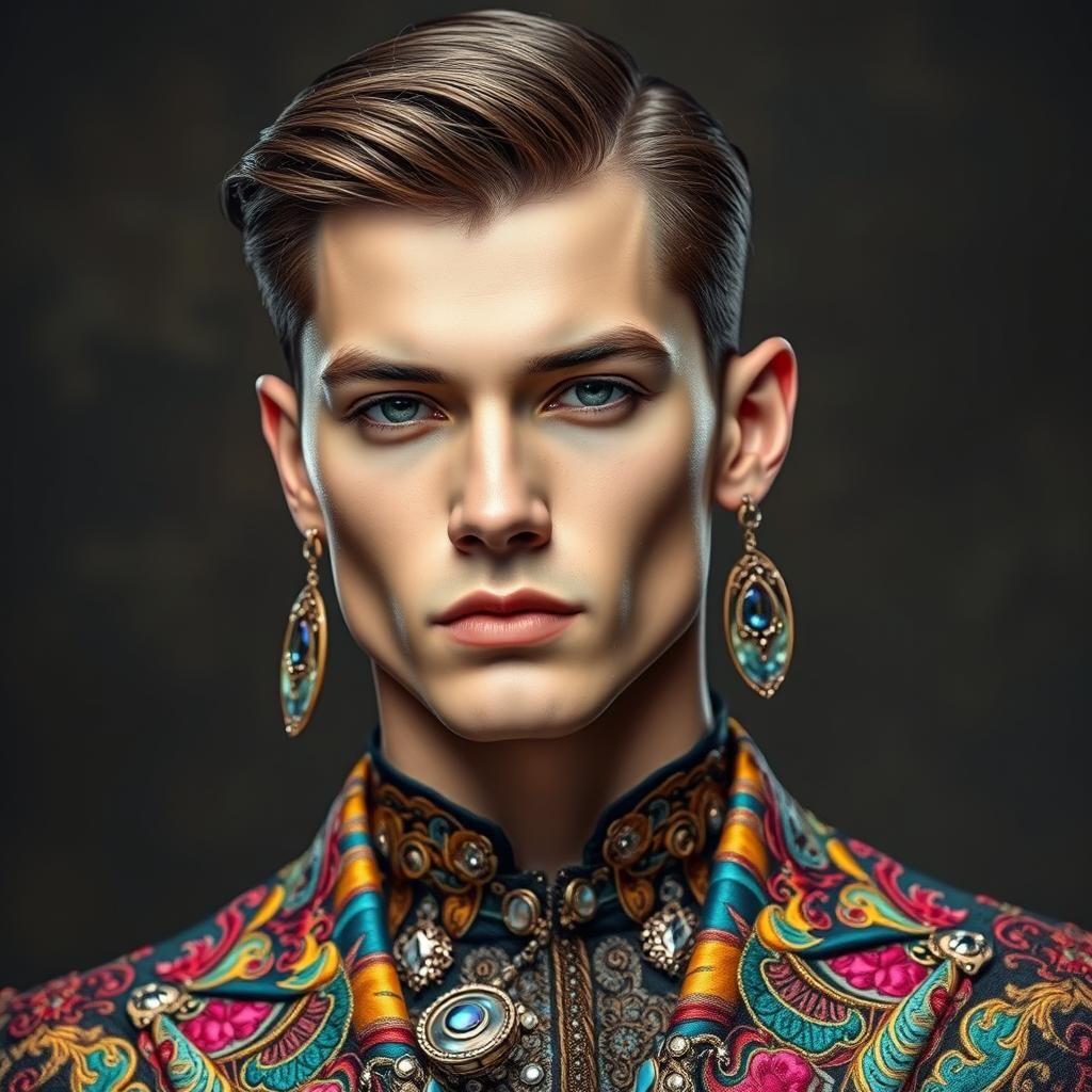 Handsome Man in Intricate Clothing: Hyperrealistic Portrait