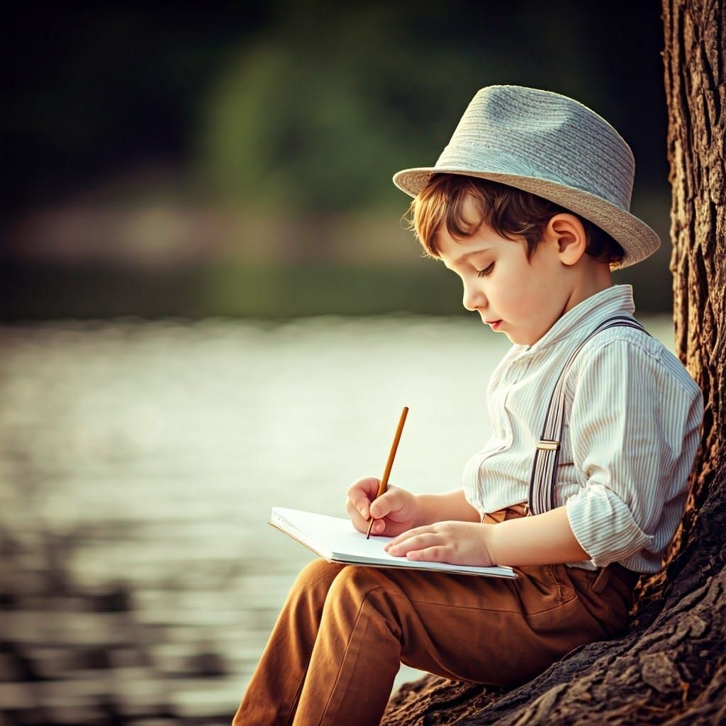 Young Haredi Boy Captured in Warm Golden Hour Light