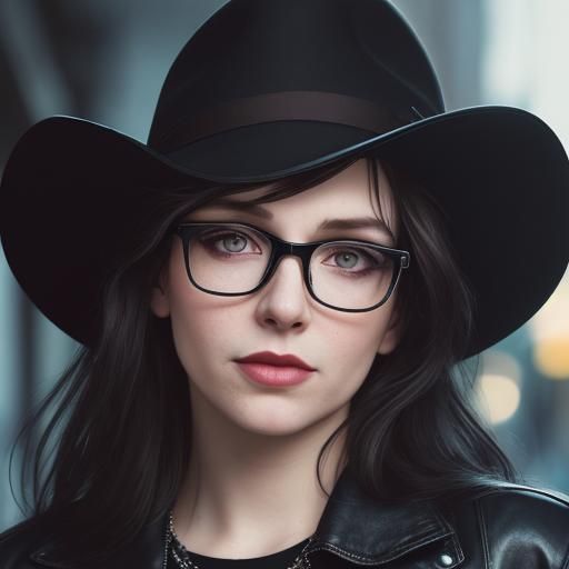 Brunette in Fedora Under Street Lamp, Noir Portrait