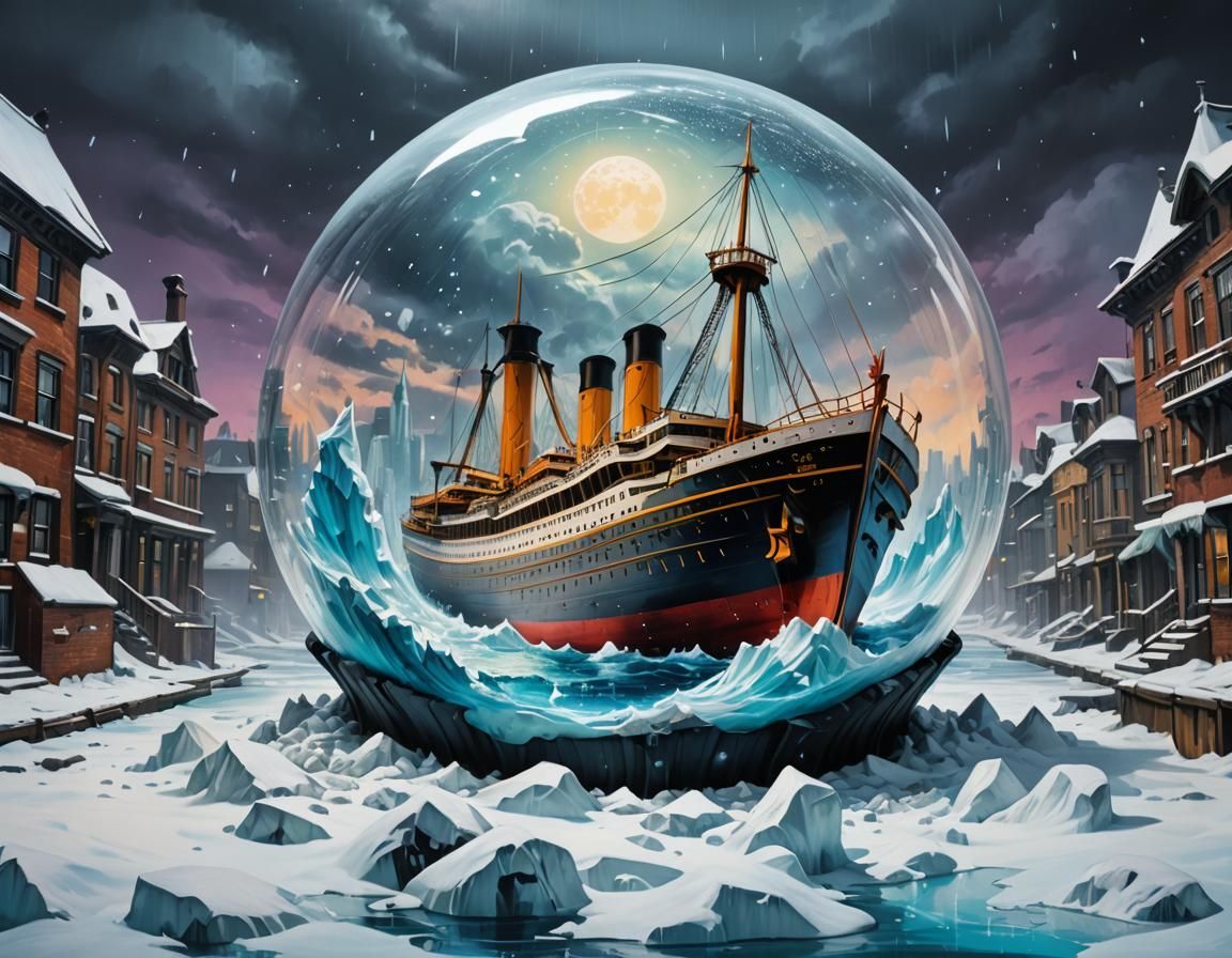 Sunken Titanic Fairy Tale Snow Globe Graffiti Art