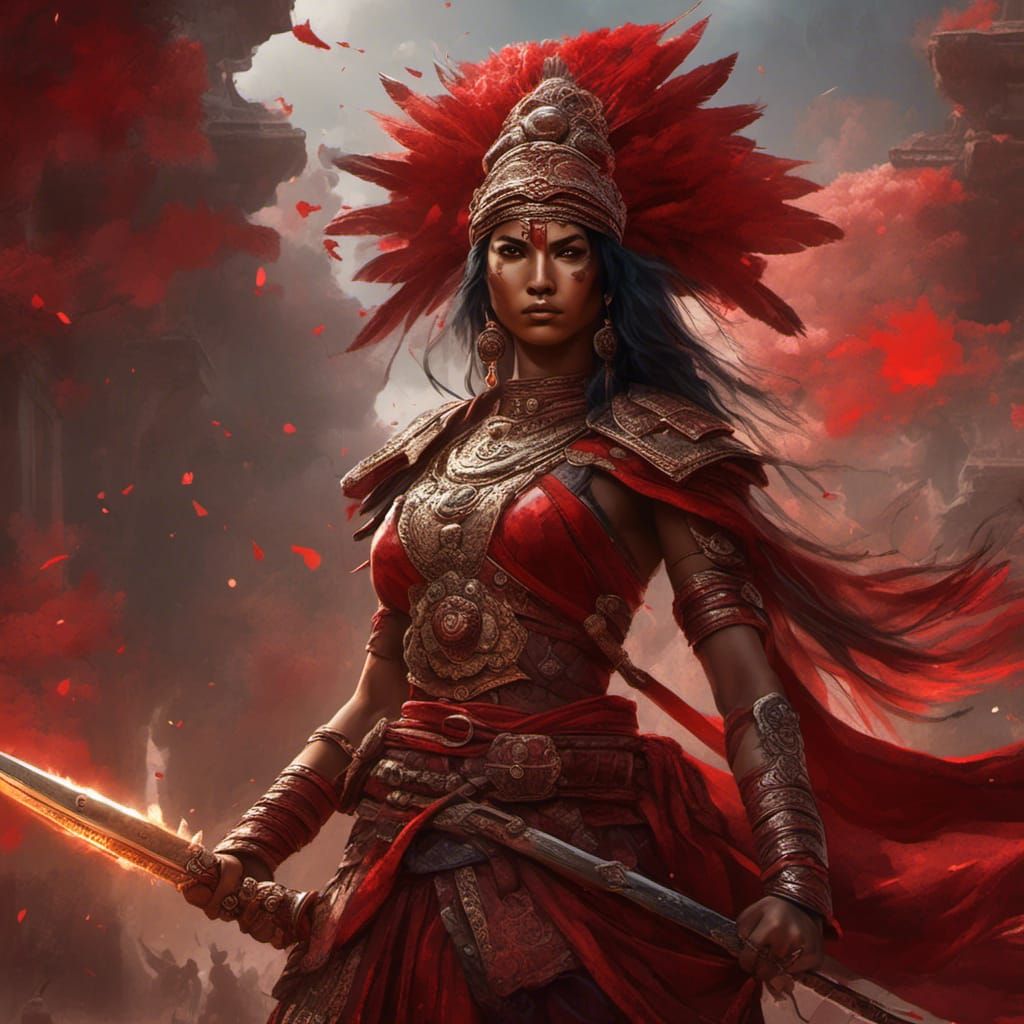 Fearsome Indian Woman Warrior in Dark Fantasy Style