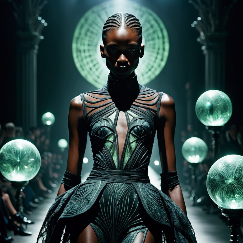 envision an anthropomorphic Female cat of Haitian descent st...