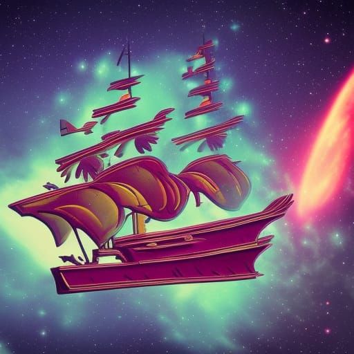 Space Pirate Woman in Magical Galaxy