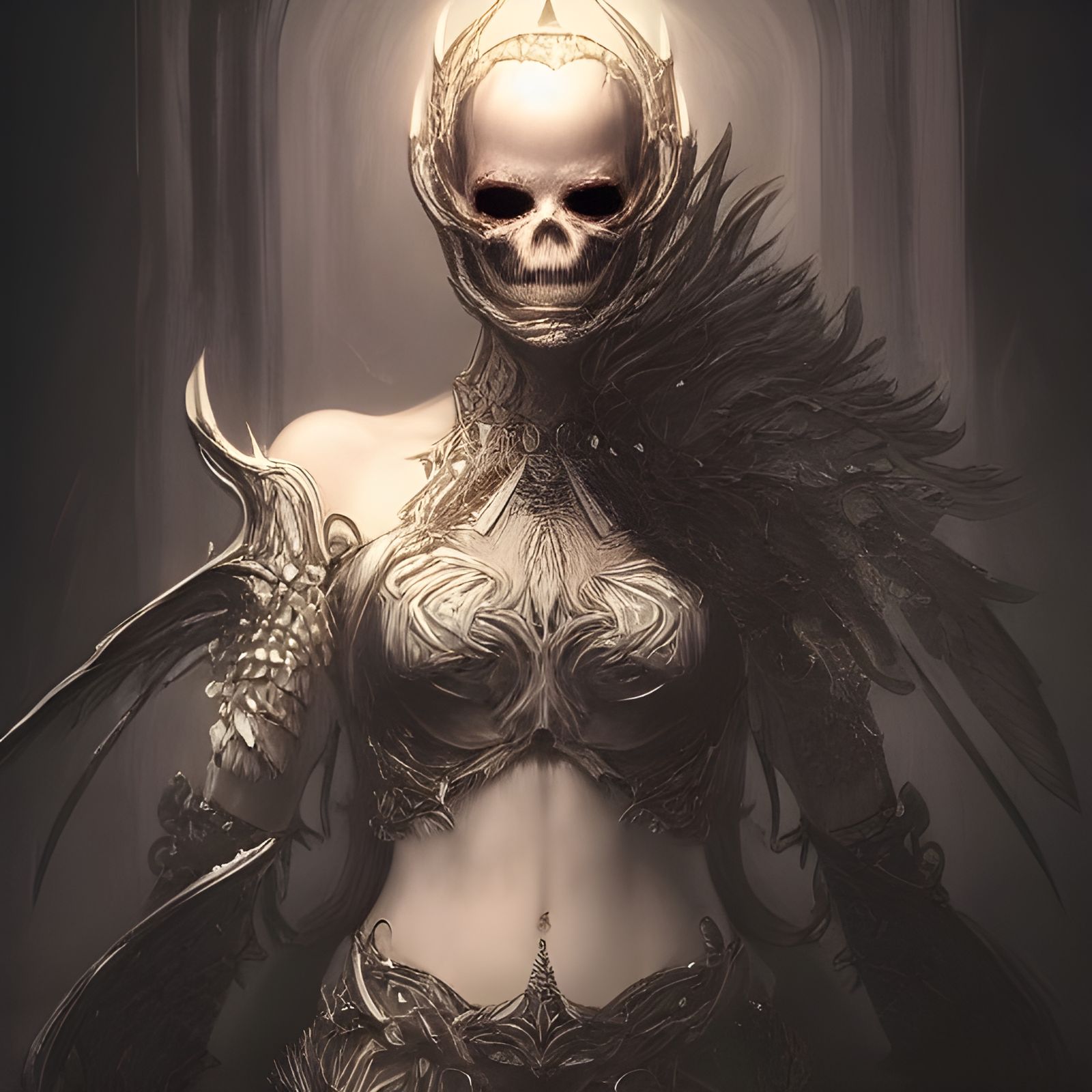 Necromancer with Flaming Skull in Nordic Armor