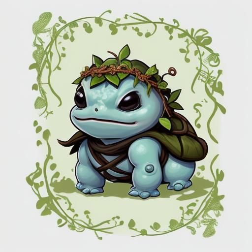 Turtwig as DnD Druid in Cute Cartoon Style