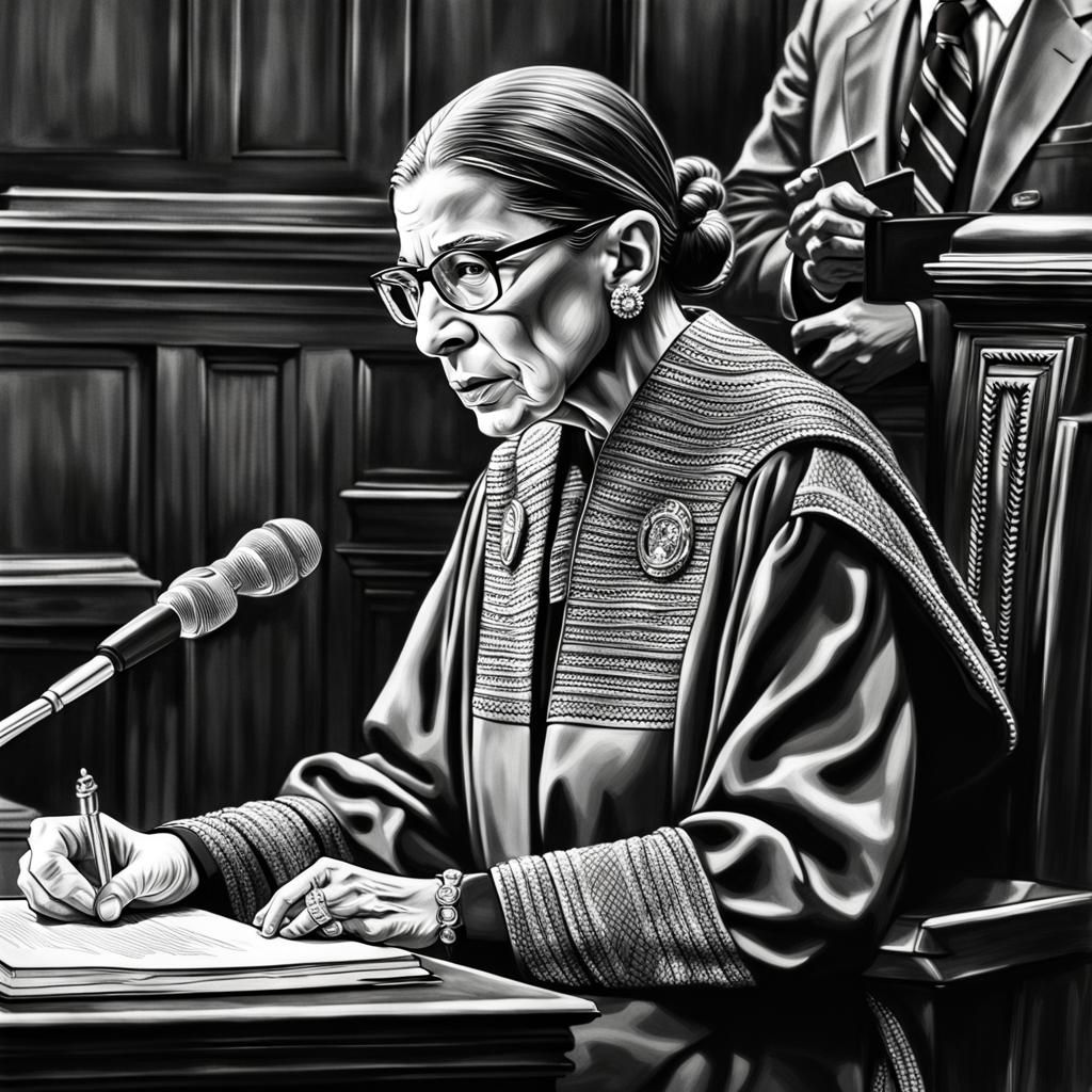 Hyperrealistic Portrait of Ruth Bader Ginsburg in Court