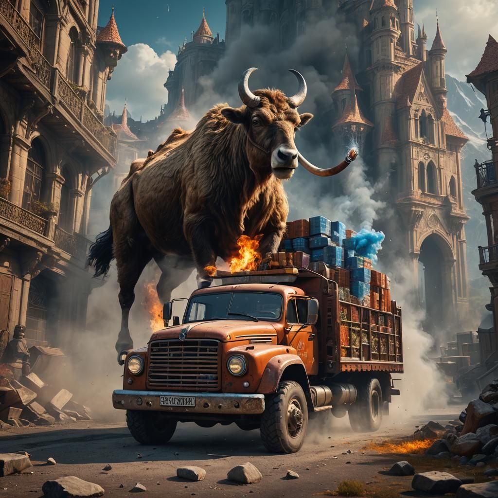 Camel Smoking in Truck: Fantasy Concept Art